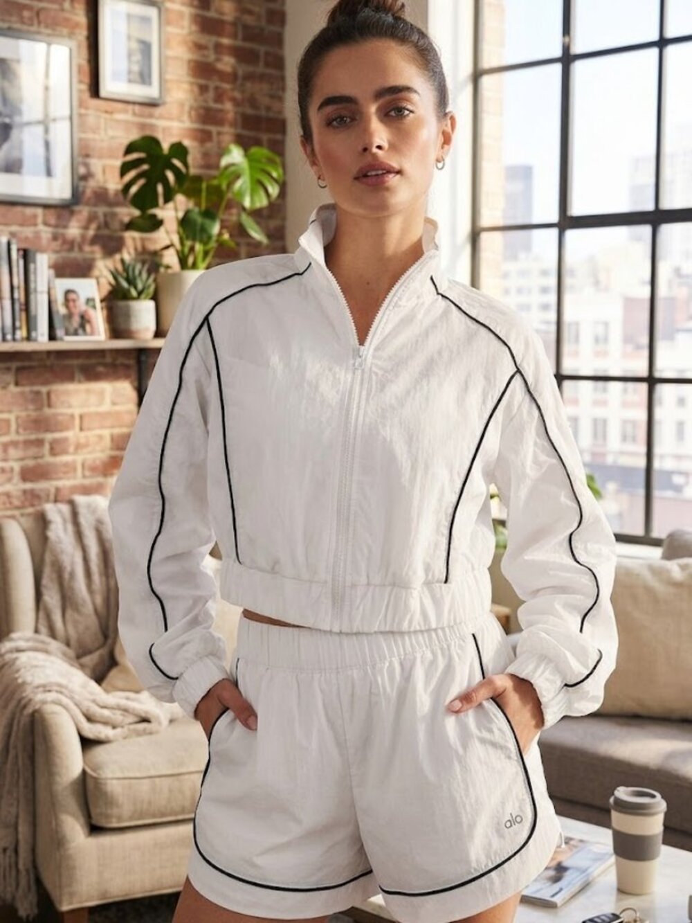 Alo Yoga Motivate Full-Zip Track Jacket And Short Set Size S